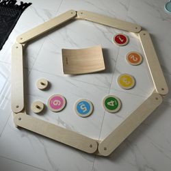 Complete Indoor Play Set with Wooden Balance Beam - Balance Board, 6 Wooden Numbers