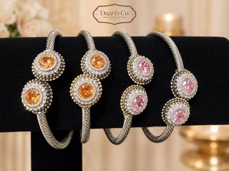 Dazz & Co Crystal Stone Cable Cuff Bracelets