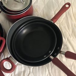 10 Piece Used Paula Deen Red Enamel Cookware for Sale in