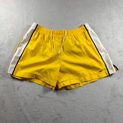 Vintage Nike Shorts Women’s Size L Yellow White Running Gym Hiking Athletic #3C