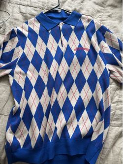 thisisneverthat Argyle Knit Polo - Blue