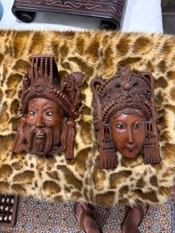 Emperor goddess red wood masks