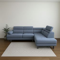 Gray Sectional Couch Sofa with Headrests