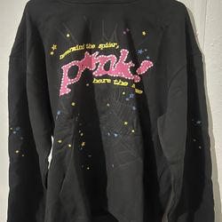 Sp5der P*nk Hoodie Black Size Large