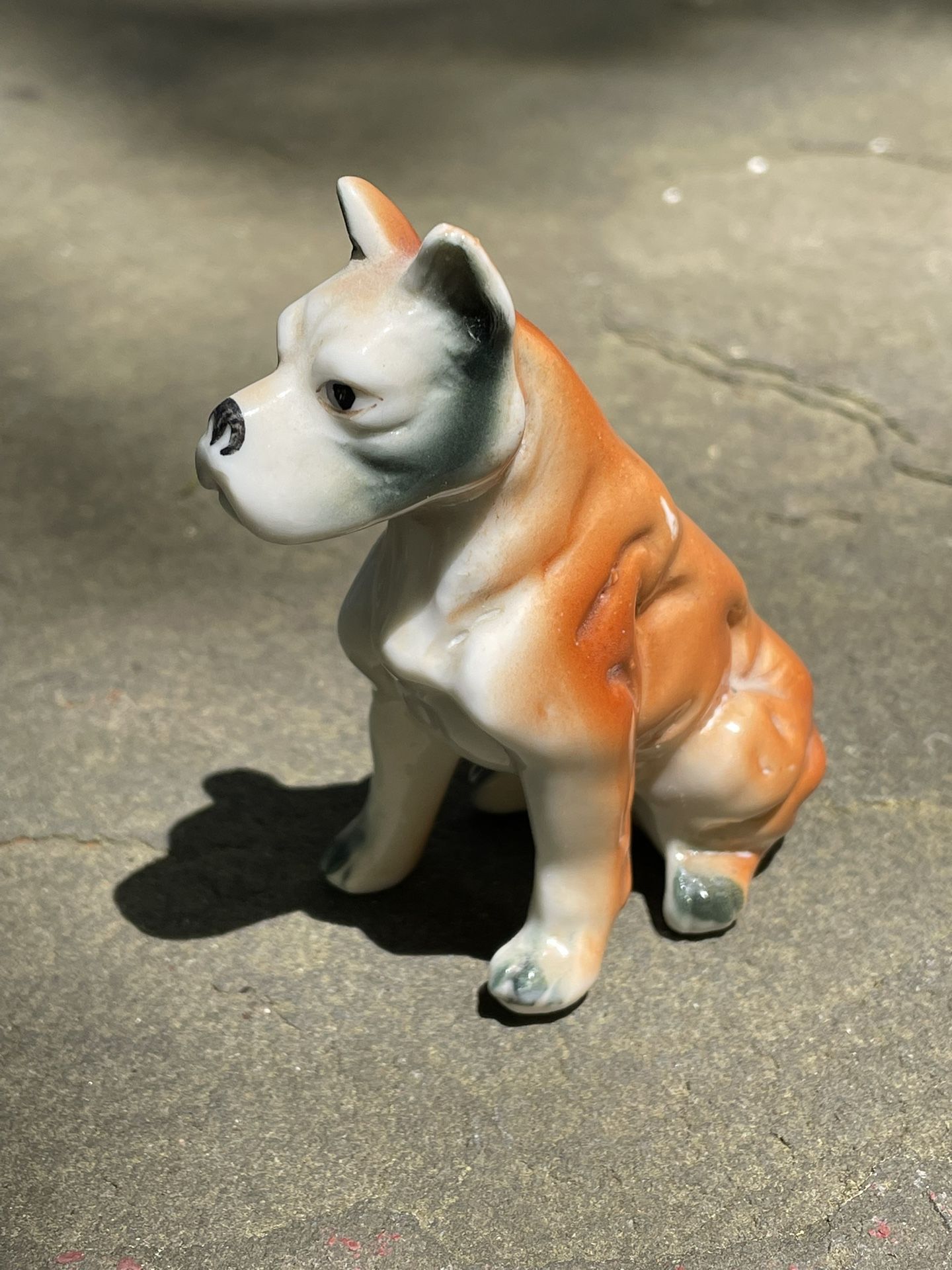 Vintage Boxer Dog Figurine - Sitting Position Home Decor English Boxer Ceramic
