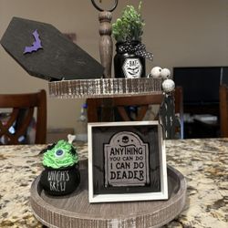 Handmade Halloween Tier Tray Decor 