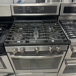 GE Profile 30-in 5 Burners 5.6 Cu.ft Self-clean Convection Oven Stainless Steel 