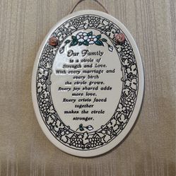 Trinity Pottery Oval Wall Plaque “Our Family” 7”x6”