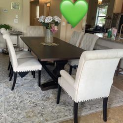 Double Pedestal Dining Table – Parkins Collection by Coaster + 6 Chairs