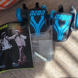 Neon Street Rollers • Light Up Wheels Adjustable Strap Skates Blue 