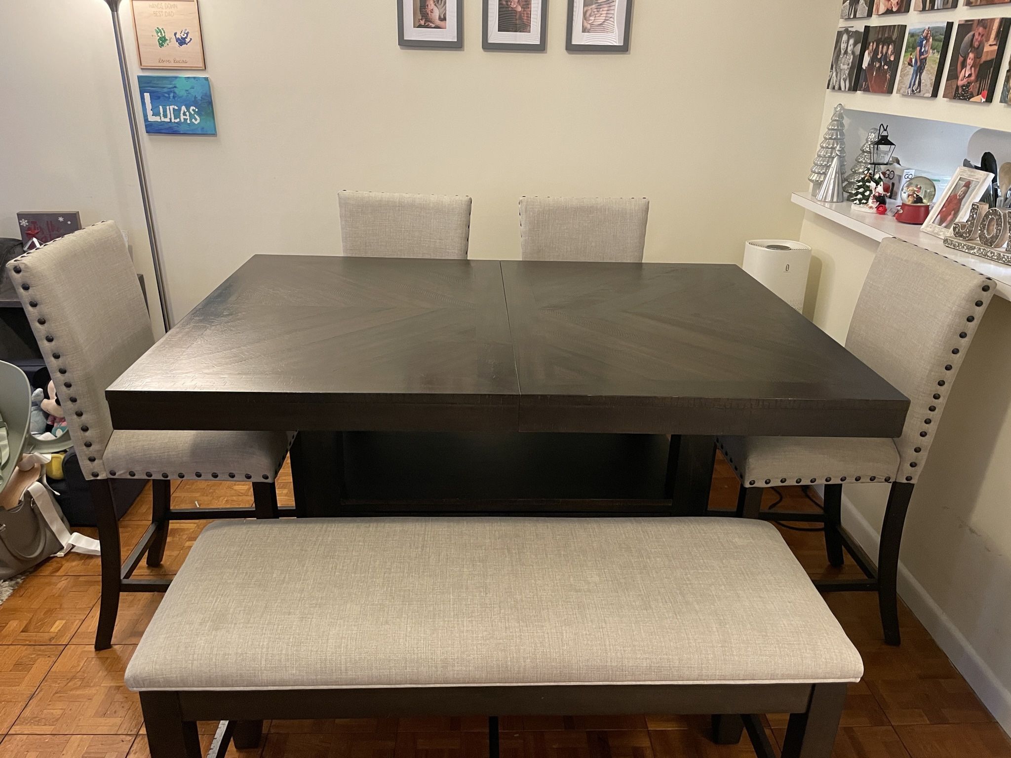 Sonoma 7 Piece Espresso Counter Set with Upholstered Stools - Bobs Furniture