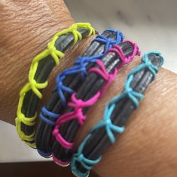 4 Handmade Artisan Bracelets – Leather, Thread & Silver Details
