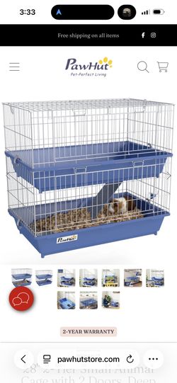 PawHut 2-Tier Small Animal Cage, Chinchilla Ferret Cage Indoor with Dish and Bottle, 2 Doors, Deep Bottoms, Ramp, 28", Black
