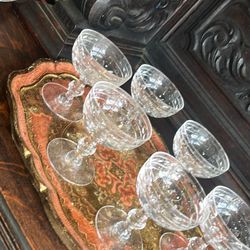 Val Saint Lambert set of hand cut crystal French champagne glasses
