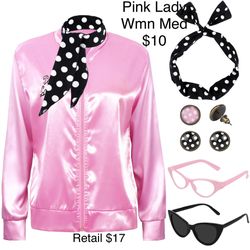 Pink Ladies Grease 50’s Costume Jacket Women Halloween Medium 