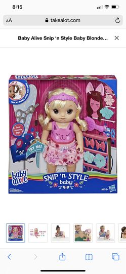 Baby Alive Snip ‘n Style Baby Blonde Hair Talking Doll with Bangs that Grow