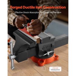 Bench Vise, 8" Jaw Width, 8" Max Jaw Opening Multipurpose Vise with 360° Swivel Locking Base, 3.7" Throat Depth, Heavy Duty Ductile Iron Workbench Vis