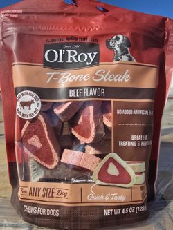 Old Roy T-Bonz – Steak-flavored dog treats shaped like T-bone steaks pack of 6 bags