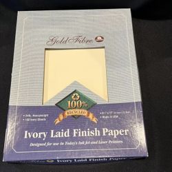 Gold Fiber Ivory Laid Finish Paper 44 Sheet Vintage