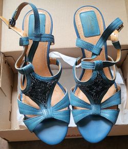 Clarks Bendables Teal Beaded Strappy Sandals
