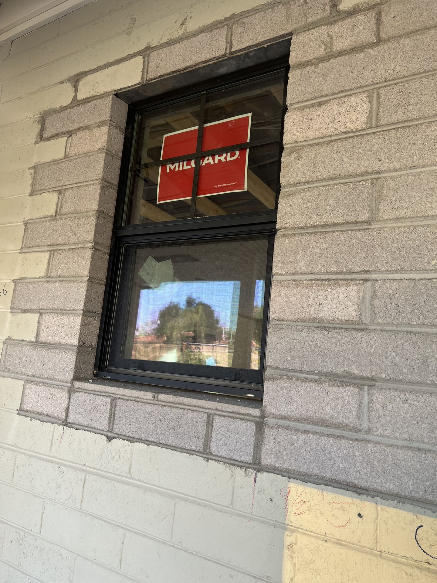 2x3 Milgard Black Single Hung Windows, Top Grids