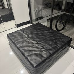 Large Black Leather Ottoman - 42” x 47” - No Rips - Excellent Condition- Originally $799. 