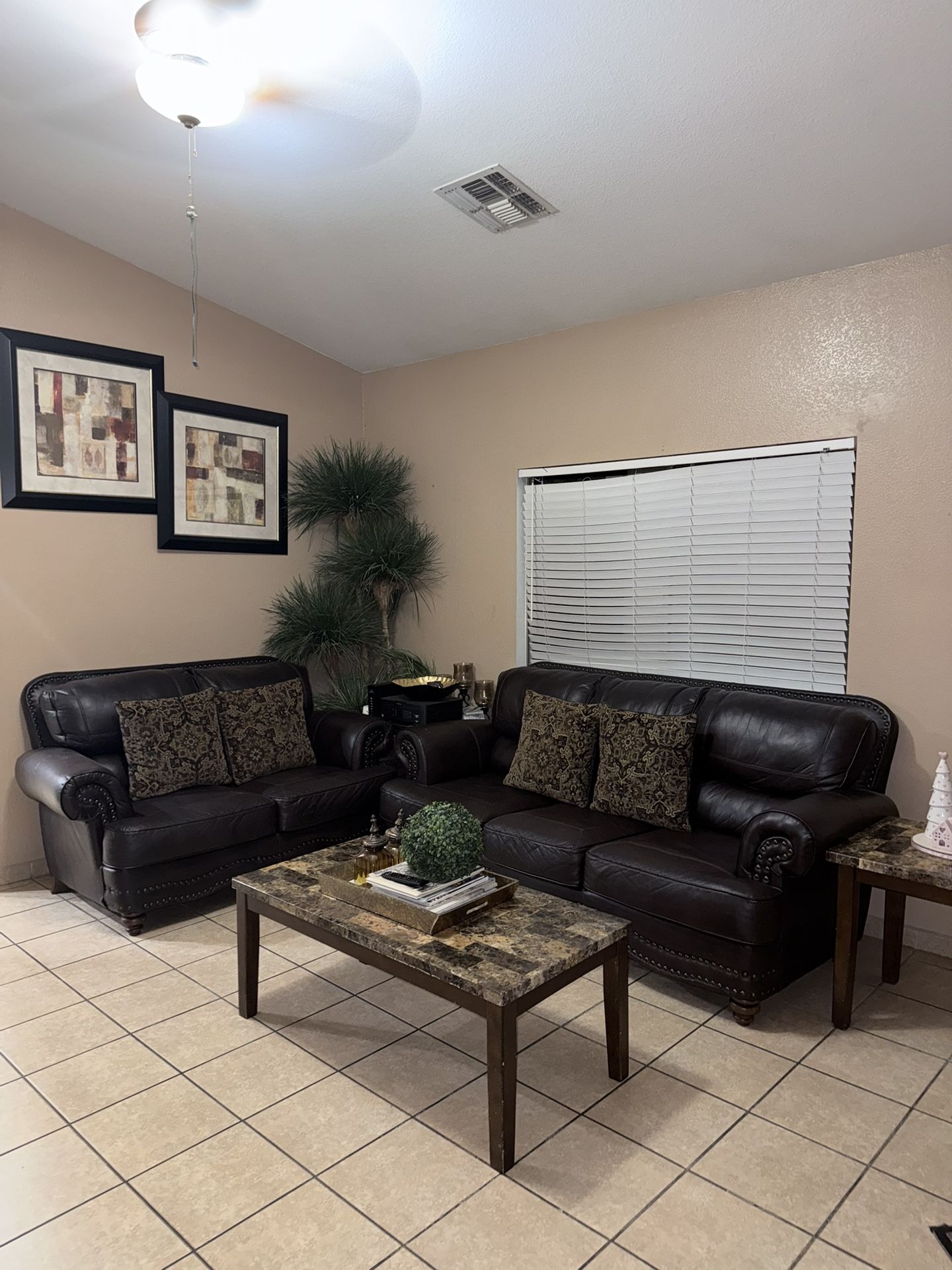 Lexicon Milford Faux Leather 2-Piece Upholstered Sofa Set in Brown