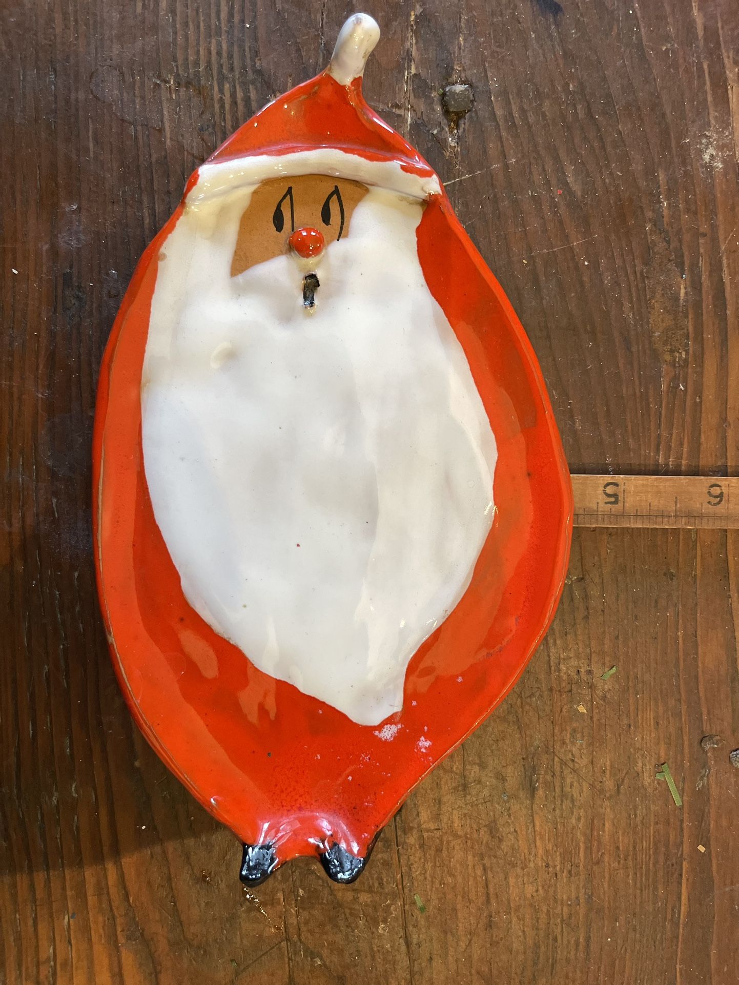 MCM 1961 Saks Italian Ceramic Santa Dish/Spoon Rest