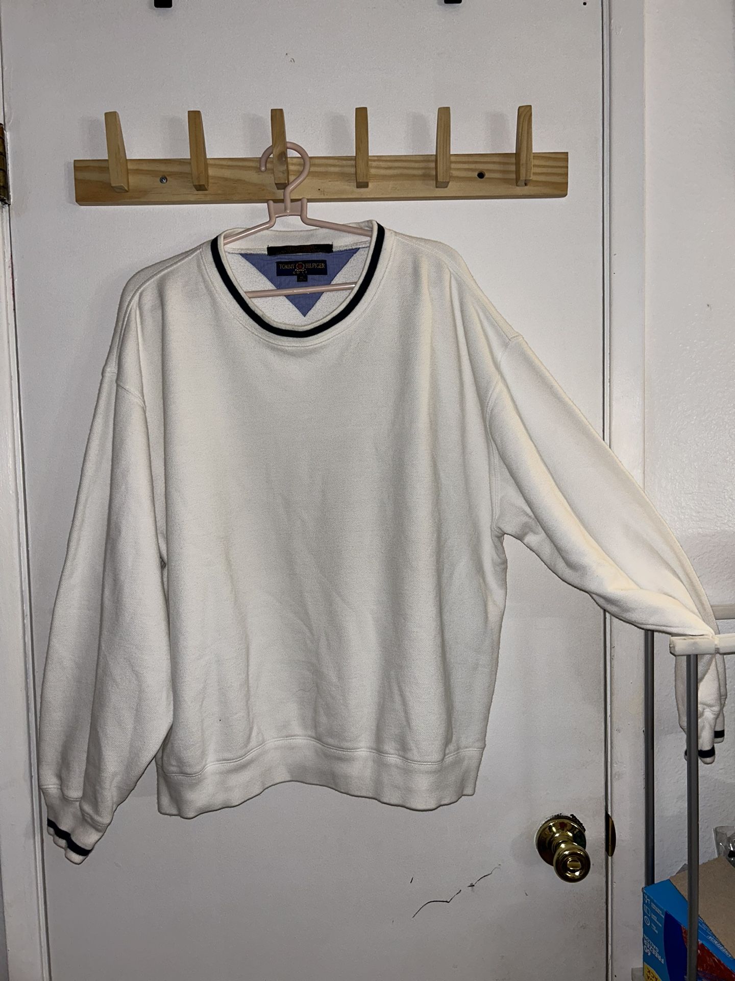 Tommy Hilfiger Golf Sweater Mens White Pullover Sweatshirt Long Sleeve Sz XL