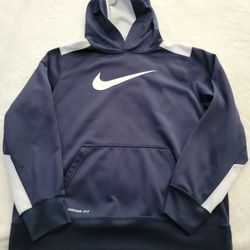 Nike Therma-Fit Blue And White Hooded Sweater.
