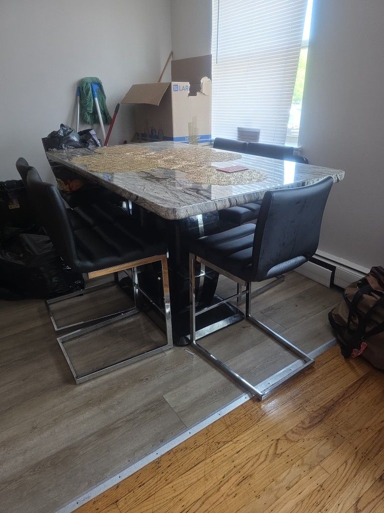 Marble Table Dinning Sets With 6 Chairs 