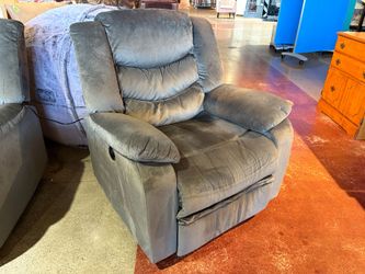 Grey Velvet Lounging Power Recliner