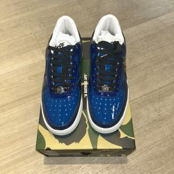 Bathing Ape Bape Sta Low Navy Blue Patent Size: 10 New