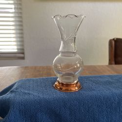 Princess House Etched Crystal Vase With Copper Base