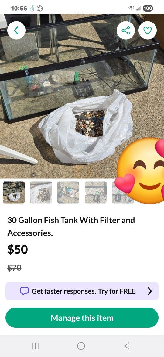 30 Gallon Fish Tank With Filter and Accessories