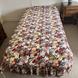 Rare Ralph Lauren Thousand Flowers Twin Ruffled Duvet Cover Set-100% Cotton-Vibrant Colors 1980's