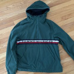 Men Medium - Vintage Tommy Hilfiger Fleece Lined Pullover Jacket Anorak 
