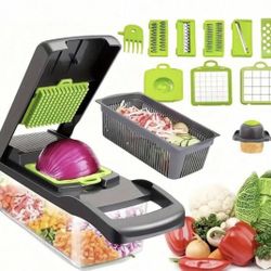 16pcs Vegetable Chopper Multifunctional Slicer, Kitchen Tool For Easy Salad Making With Interchangeable Blades, Party Cooking Gadget