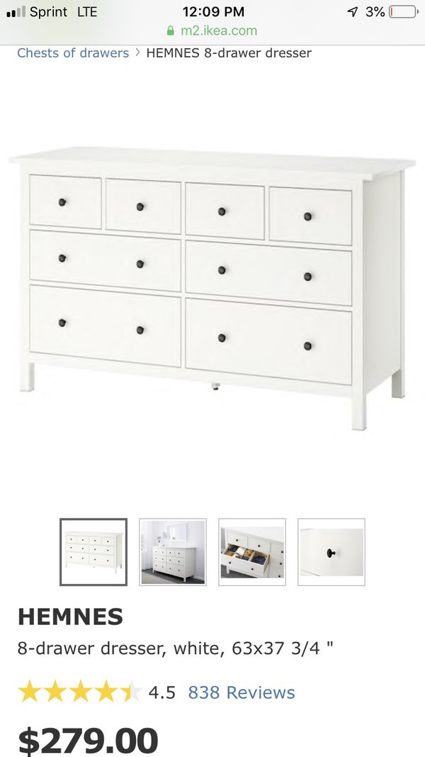 Used Ikea White Hemnes 8 Drawer Dresser For Sale In Austin Tx