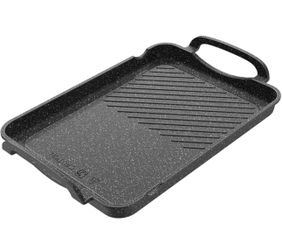 Bazova Nonstick Stove Top Griddle/Grill,16.5"x12.0", Double Burner Granite Griddle Pan,Cast Alumunim Induction Pancake Breakfast Maker, Light-Weight F