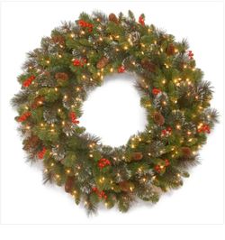 National Tree Company Crestwood Spruce 36 in. Artificial Wreath with Clear Lights 0636
