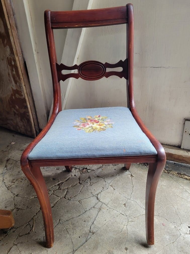 Antique Chair with Needle Point Cushion