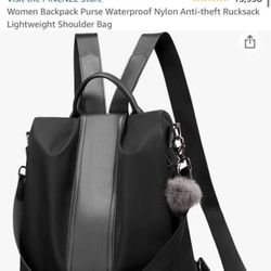 NWOT Black Nylon Backpack Bag