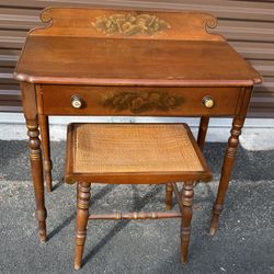 Vintage Hitchcock Federal Style Desk w/ Matching Stool