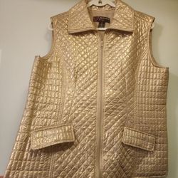 Peck & Peck Sz XL Gold Zipper Vest EUC 
