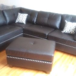 New espresso Bonded leather sofa sectional