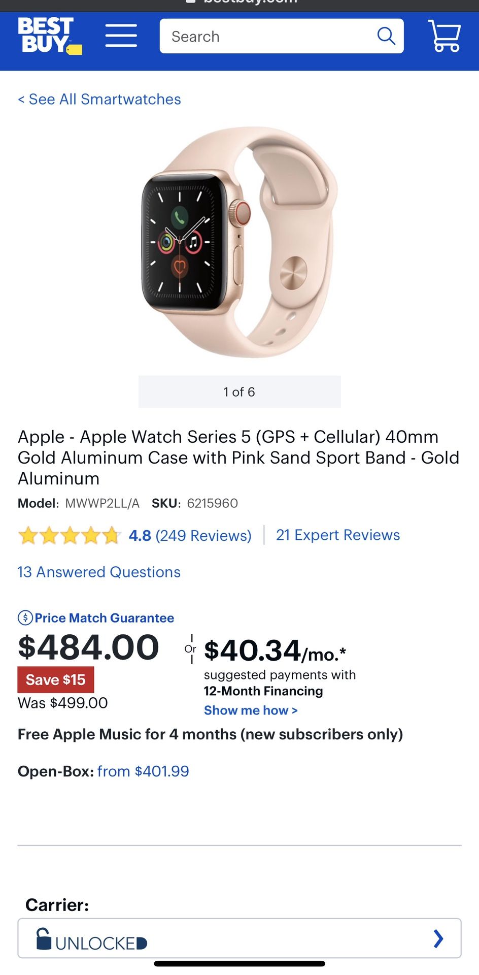 Series 5 Apple Watch (Cellular & Gps)