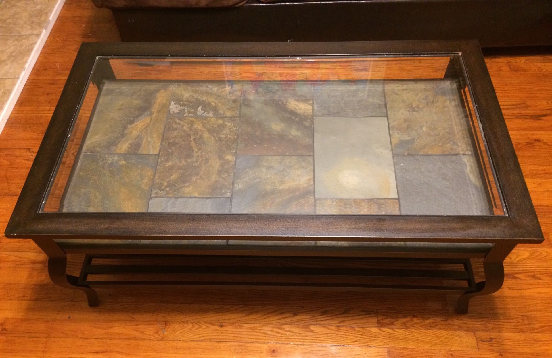 Glass-top coffee table and two end tables