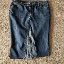 Michael Kors Knee Length Jean Skirt With Ruffle