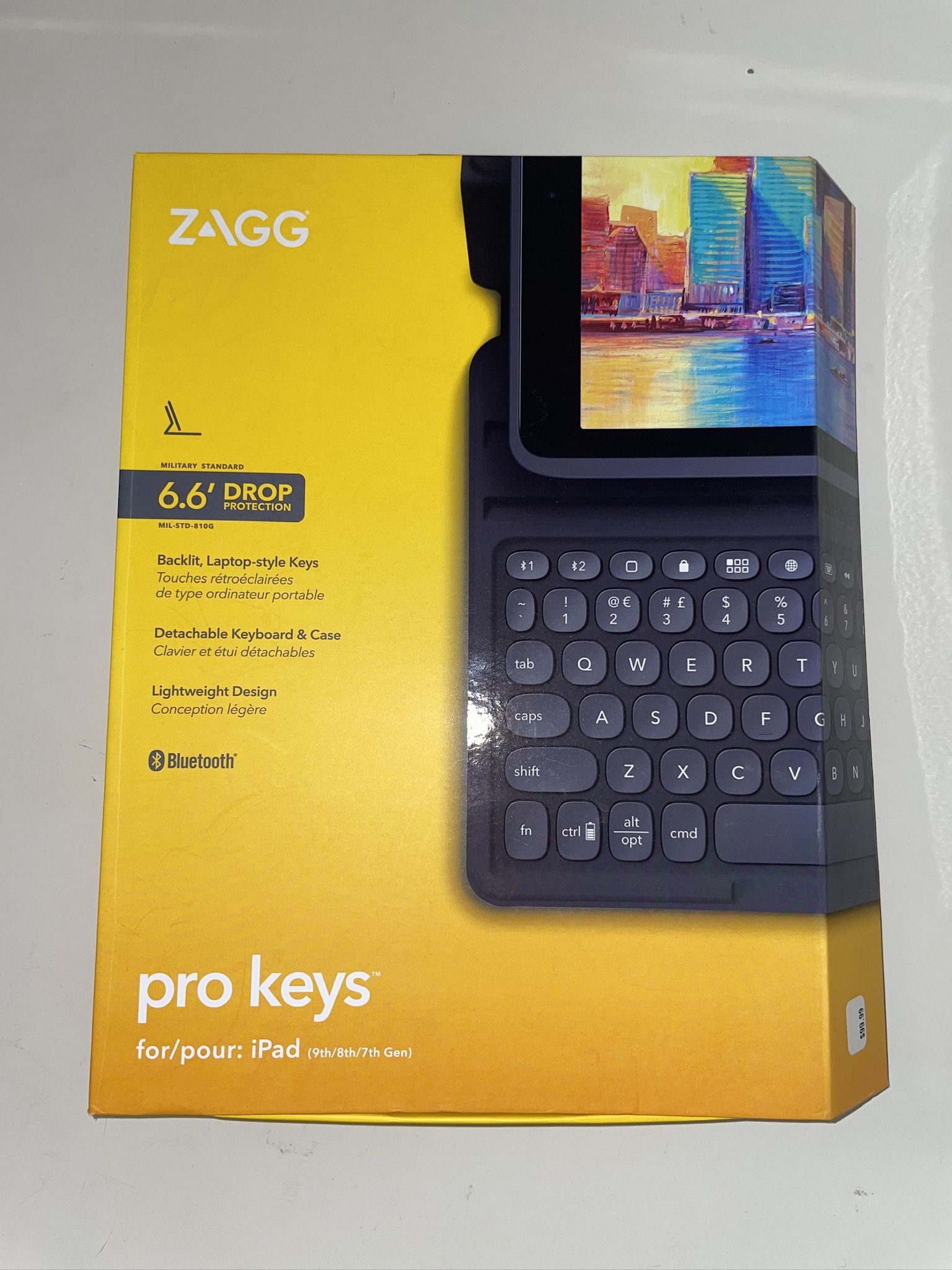 ZAGG Pro Keys Wireless Keyboard & Detachable Case for Apple iPad 7 ,8 ,9th Gen